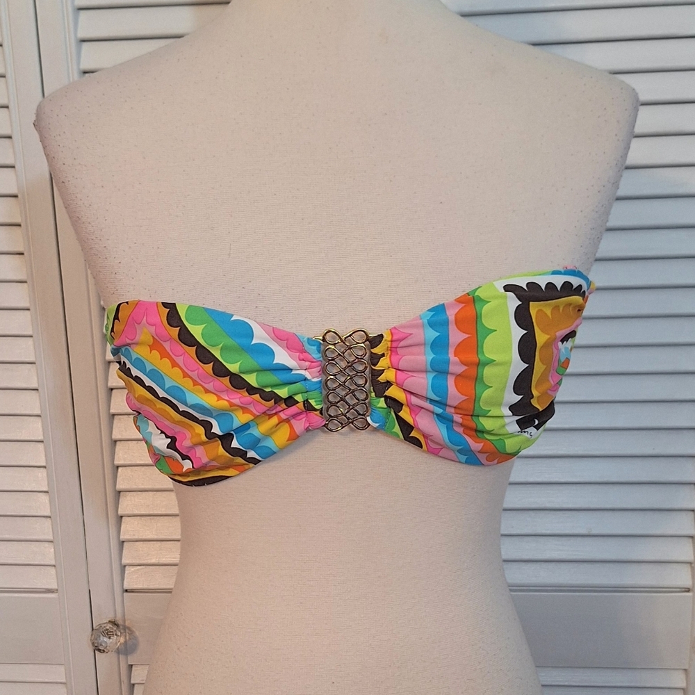 Trina Turk bandeau tropical bikini top sz small *k - Picture 1 of 7